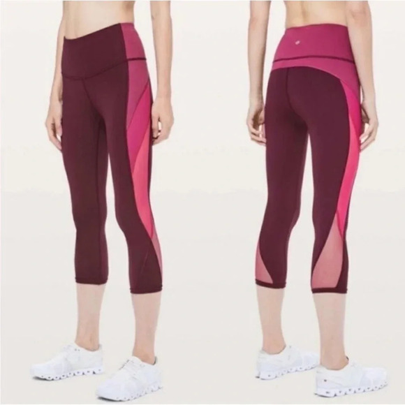 Lululemon Women's Size 4 Red Violet Colour Me Ombré Crop Leggings - Picture 1 of 5